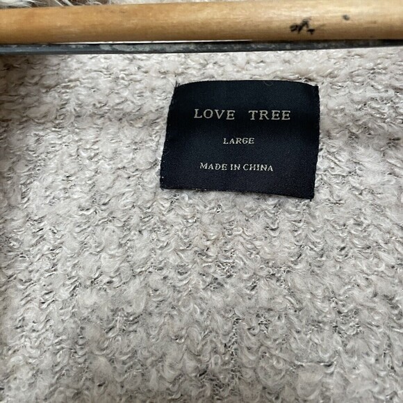 Love Tree Sherpa Vest Wool Blend w/ Vegan Leather Trim Ivory Women’s Large - Picture 5 of 12